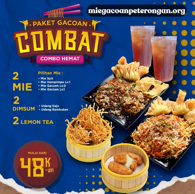 Paket Gacoan Combat – Combo Hemat Mie, Dimsum, dan Lemon Tea